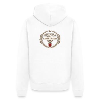 Römer  Emblem - Unisex Premium Bio Zip Hoodie - Weiß - Hinten - Thijin (182cm)