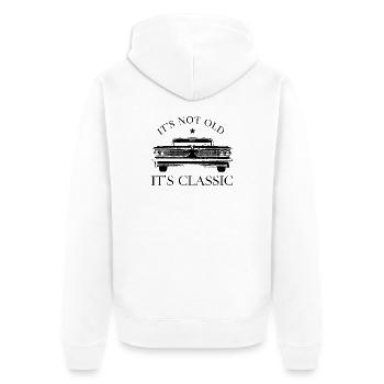 USA Oldtimer Klassiker – Erstes Auto Modell 1886   - Unisex Premium Bio Zip Hoodie - Weiß - Hinten - Thijin (182cm)