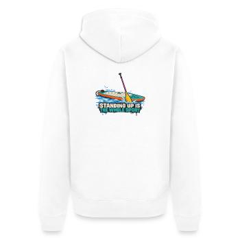Stand Up Paddling: Ganzheitssport - Unisex Premium Bio Zip Hoodie - Weiß - Hinten - Thijin (182cm)