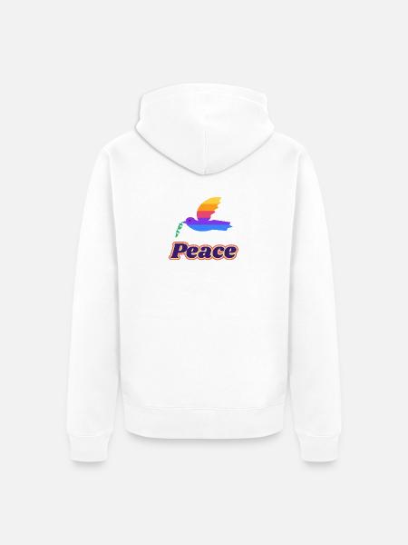 Friedenstaube Retro – Peace Taube 70er - Unisex Premium Bio Zip Hoodie - Weiß