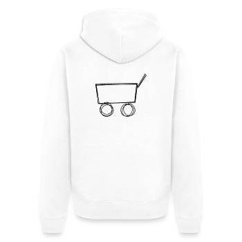 Bollerwagen handgezeichnet - Unisex Premium Bio Zip Hoodie - Weiß - Hinten - Thijin (182cm)