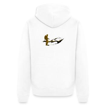 Wanderung - Unisex Premium Bio Zip Hoodie - Weiß - Hinten - Thijin (182cm)