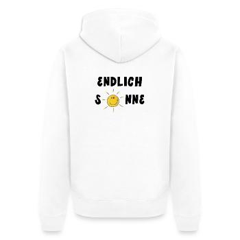 Endlich Sonne - Sommer - Sonnenschein - Unisex Premium Bio Zip Hoodie - Weiß - Hinten - Thijin (182cm)