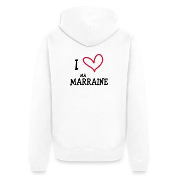 Ich liebe meine Patin - Unisex Premium Bio Zip Hoodie - Weiß - Hinten - Thijin (182cm)