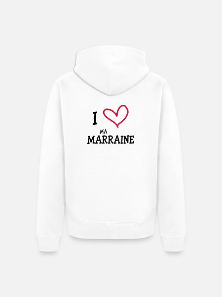 I Love ma Marraine - Veste à capuche bio Premium Unisexe - blanc
