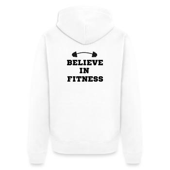 culturiste, musculation,fitness,entraînement,bête - Veste à capuche bio Premium Unisexe - blanc - Dos - Thijin (182cm)