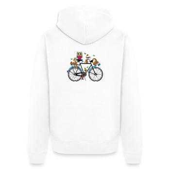 Animaux de la forêt sur un vélo - Veste à capuche bio Premium Unisexe - blanc - Dos - Thijin (182cm)