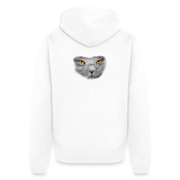 cat - Unisex Premium Organic Zip Hoodie - white - Back - Thijin (182cm)