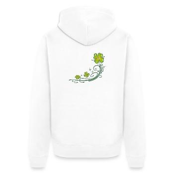St. Patricks Day. Trèfle à quatre feuilles. - Veste à capuche bio Premium Unisexe - blanc - Dos - Thijin (182cm)