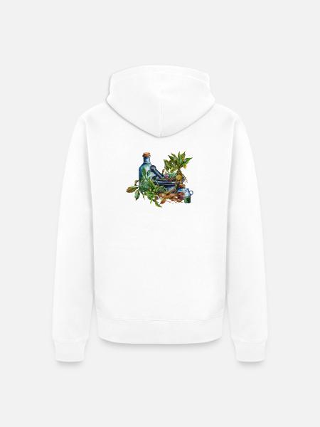 Kräuterhexe Utensilien Fantasy Design - Unisex Premium Bio Zip Hoodie - Weiß