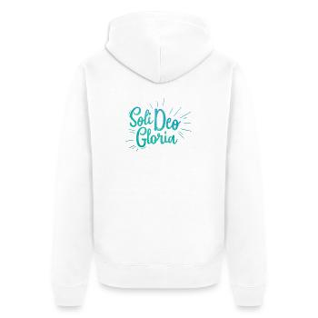 Soli Deo Gloria - Unisex Premium Organic Zip Hoodie - white - Back - Thijin (182cm)