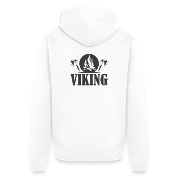 viking wikinger Symbol Axt Symbol Feuer Grafik - Unisex Premium Bio Zip Hoodie - Weiß - Hinten - Thijin (182cm)