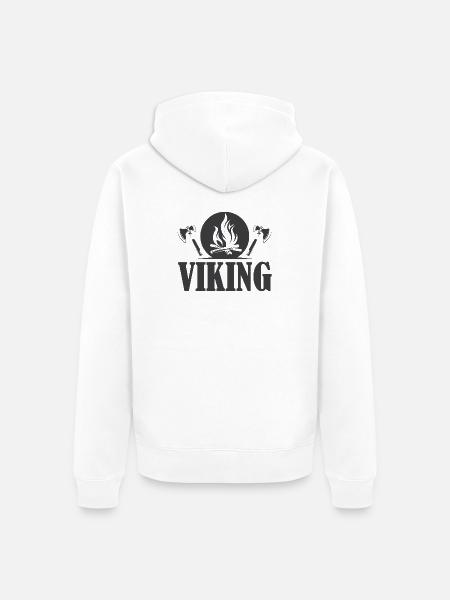 viking icon axe symbol fire graphic - Unisex Premium Organic Zip Hoodie - white