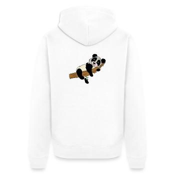 Panda auf Ast Illustration - Unisex Premium Bio Zip Hoodie - Weiß - Hinten - Thijin (182cm)