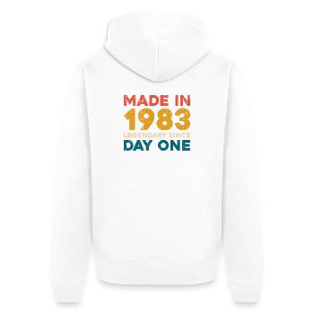 Jahrgang 1993 Legendär seit dem ersten Tag - Unisex Premium Bio Zip Hoodie - Weiß - Hinten - Thijin (182cm)