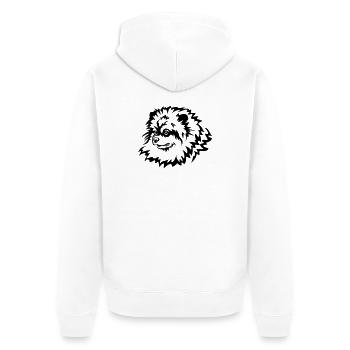 Miniature Spitz Head - Unisex Premium Organic Zip Hoodie - white - Back - Thijin (182cm)