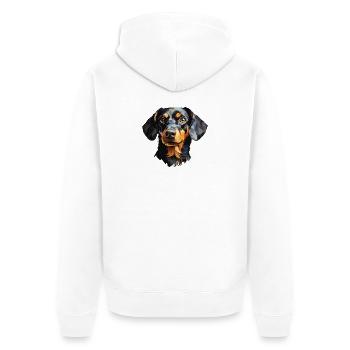 Dachshund Polygon Design - Unisex Premium Organic Zip Hoodie - white - Back - Thijin (182cm)