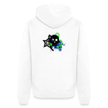 Neon Schädel Spritzer - Unisex Premium Bio Zip Hoodie - Weiß - Hinten - Thijin (182cm)