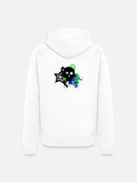 Neon Schädel Spritzer - Unisex Premium Bio Zip Hoodie - Weiß