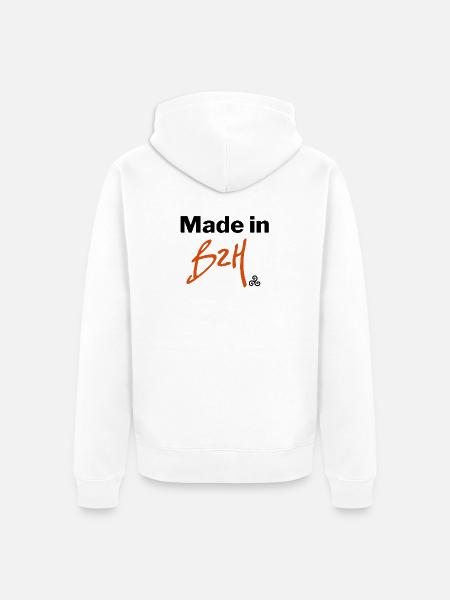 Made in BZH - Unisex Premium Organic Zip Hoodie - white