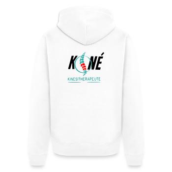 Physiotherapeut - Unisex Premium Bio Zip Hoodie - Weiß - Hinten - Thijin (182cm)
