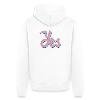 Yes women's fashion that empowers you - Unisex Premium Organic Zip Hoodie - white - Back - Thijin (182cm)