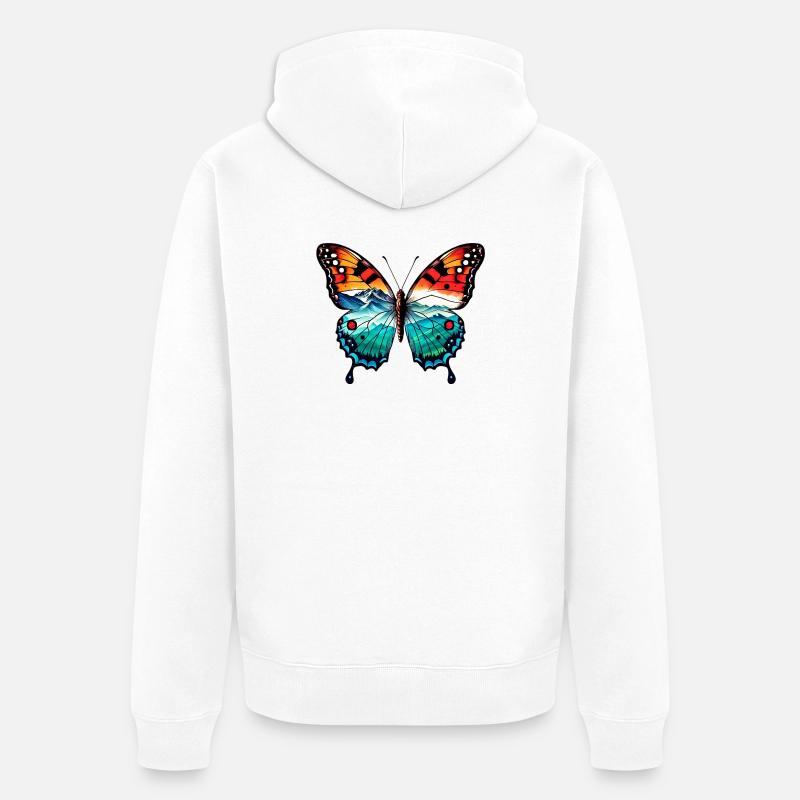 Papillon - Veste à capuche bio Premium Unisexe - blanc