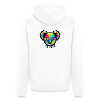 Koala with glasses - Unisex Premium Organic Zip Hoodie - white - Back - Thijin (182cm)