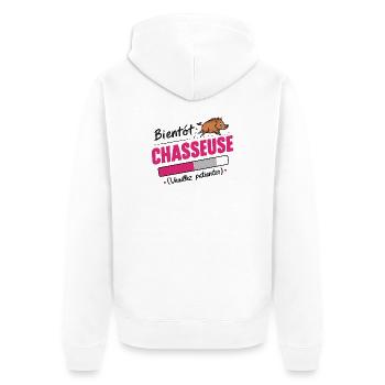 bientôt chasseuse - Veste à capuche bio Premium Unisexe - blanc - Dos - Thijin (182cm)