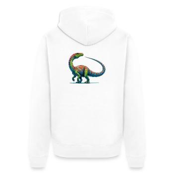 Dinosaurier - Unisex Premium Bio Zip Hoodie - Weiß - Hinten - Thijin (182cm)