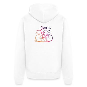 Minimalist Cycling Design - Unisex Premium Organic Zip Hoodie - white - Back - Thijin (182cm)