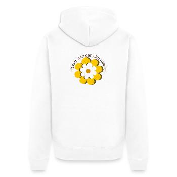 Blumentag - Unisex Premium Bio Zip Hoodie - Weiß - Hinten - Thijin (182cm)
