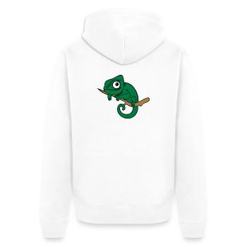 Lui das Chamäleon, dreifarbig - Unisex Premium Bio Zip Hoodie - Weiß - Hinten - Thijin (182cm)