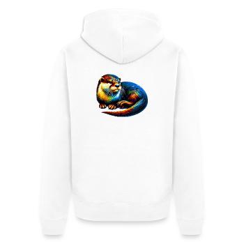 Otter - Unisex Premium Bio Zip Hoodie - Weiß - Hinten - Thijin (182cm)