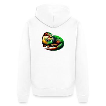 Otter - Unisex Premium Organic Zip Hoodie - white - Back - Thijin (182cm)