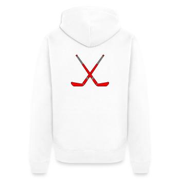 Gekreuzte Eishockeyschläger - Unisex Premium Bio Zip Hoodie - Weiß - Hinten - Thijin (182cm)