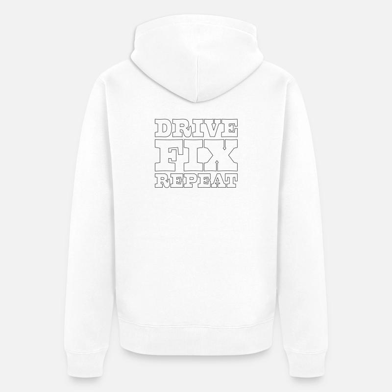 45 Drive Fix Repeat - Veste à capuche bio Premium Unisexe - blanc