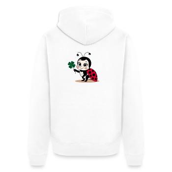 Coccinelle Trèfle Porte-bonheur Chance - Veste à capuche bio Premium Unisexe - blanc - Dos - Thijin (182cm)