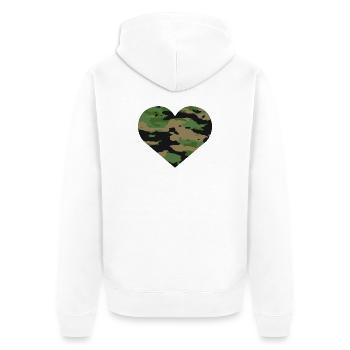 Camouflage Herz Design - Unisex Premium Bio Zip Hoodie - Weiß - Hinten - Thijin (182cm)
