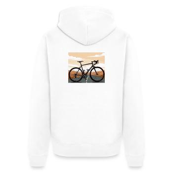 Vélo dynamique au coucher du soleil - Veste à capuche bio Premium Unisexe - blanc - Dos - Thijin (182cm)