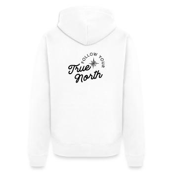 Folge deinem wahren Norden in Schwarz - Unisex Premium Bio Zip Hoodie - Weiß - Hinten - Thijin (182cm)