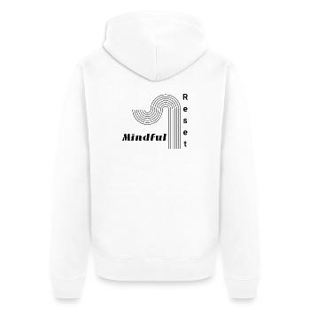 Mindful Reset Yoga Fitness Stle Design - Unisex Premium Bio Zip Hoodie - Weiß - Hinten - Thijin (182cm)