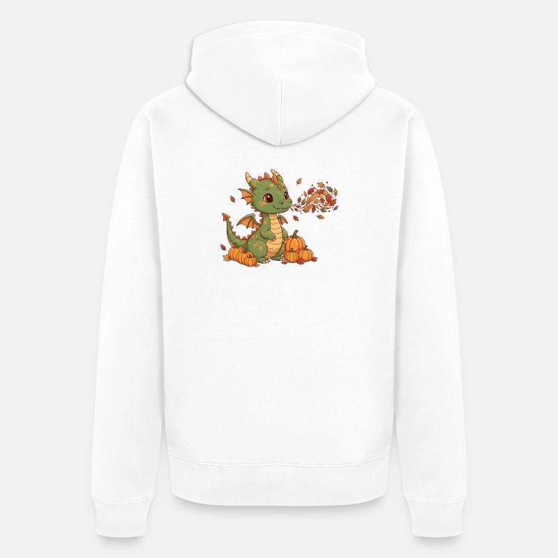 Dragon d’automne avec citrouilles - Veste à capuche bio Premium Unisexe - blanc