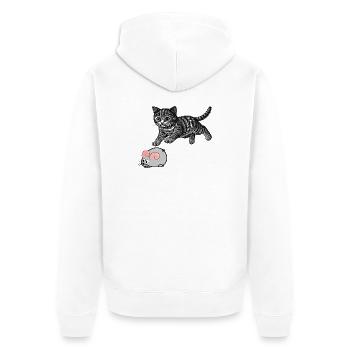 Katz-und-Maus-Spiel - Unisex Premium Bio Zip Hoodie - Weiß - Hinten - Thijin (182cm)