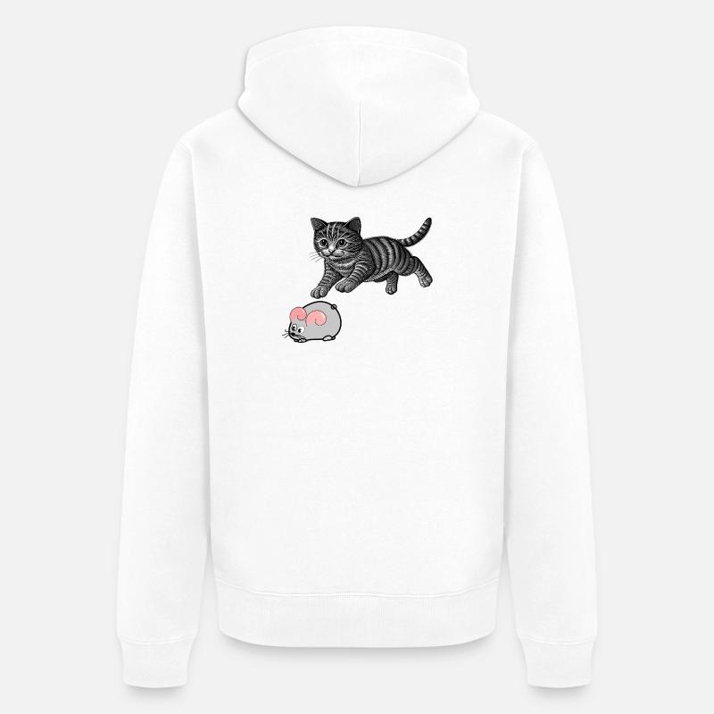 jeu du chat et de la souris - Veste à capuche bio Premium Unisexe - blanc