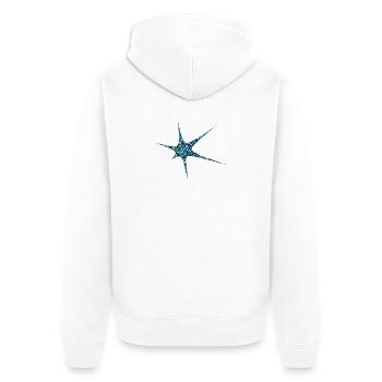 Blauer Glitzer Starburst Sparkle - Unisex Premium Bio Zip Hoodie - Weiß - Hinten - Thijin (182cm)