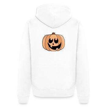 Playful Pumpkin Grin - Unisex Premium Organic Zip Hoodie - white - Back - Thijin (182cm)