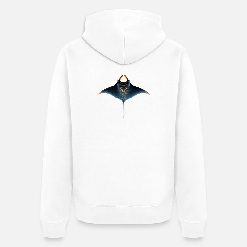 Manta Ray, Devil Ray, Stingray, Diver - Unisex Premium Organic Zip Hoodie - white