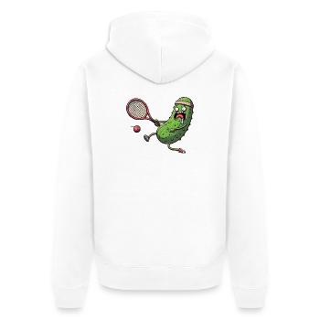 Witzige Gurke Beim Tennis Mit Stirnband - Unisex Premium Bio Zip Hoodie - Weiß - Hinten - Thijin (182cm)