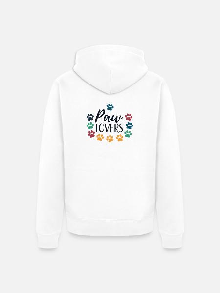 Pfotenliebhaber lieben bunte Tiere - Unisex Premium Bio Zip Hoodie - Weiß